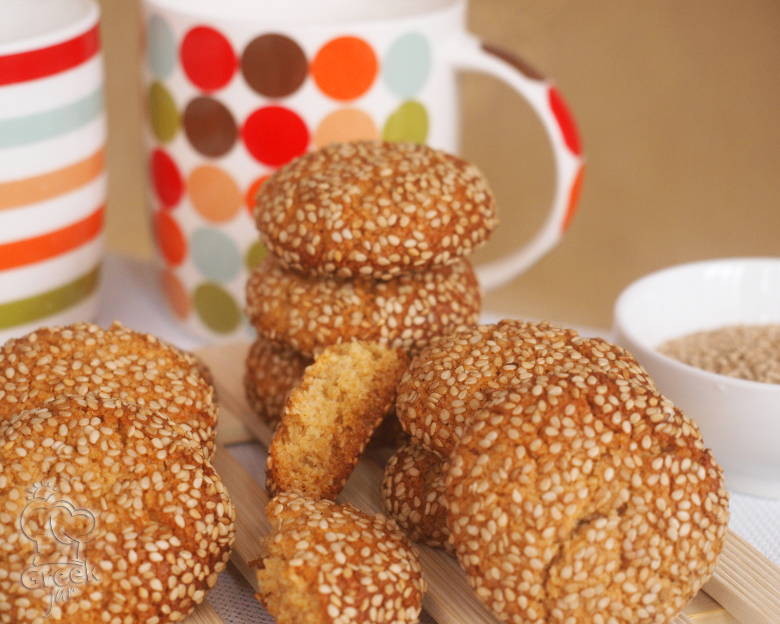 Soft Almond Cookies with honey and tahini, Sugar Free