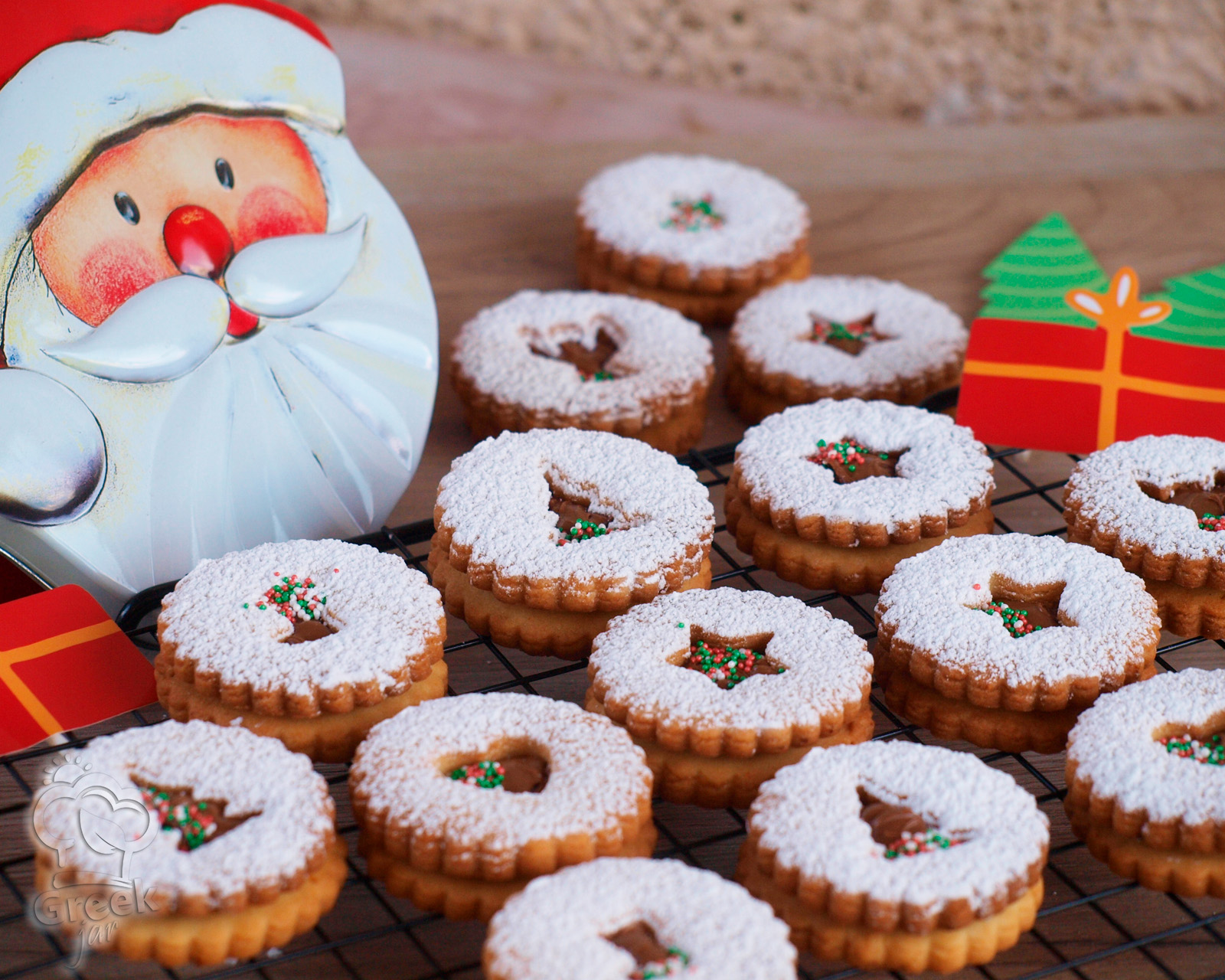 Holiday Butter Cookies with praline filling