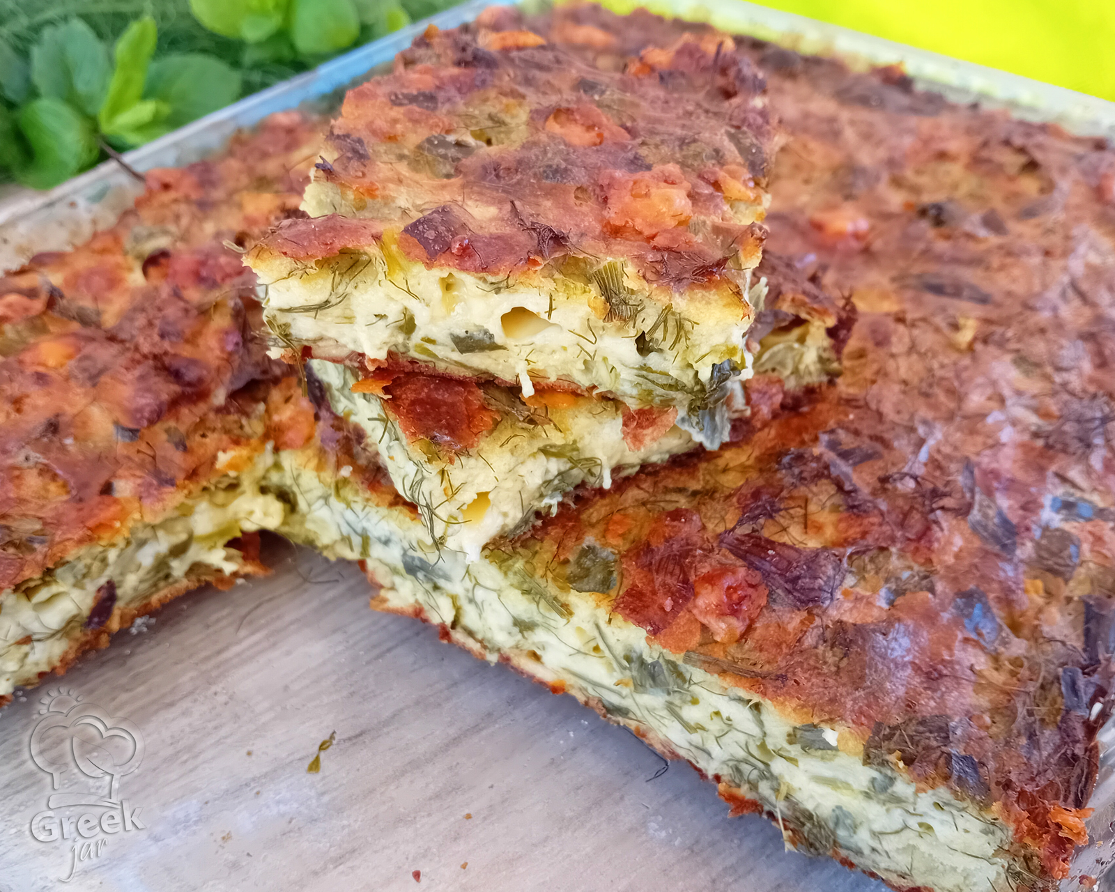 Greek Traditional Onion and Leek Pie, without phyllo dough