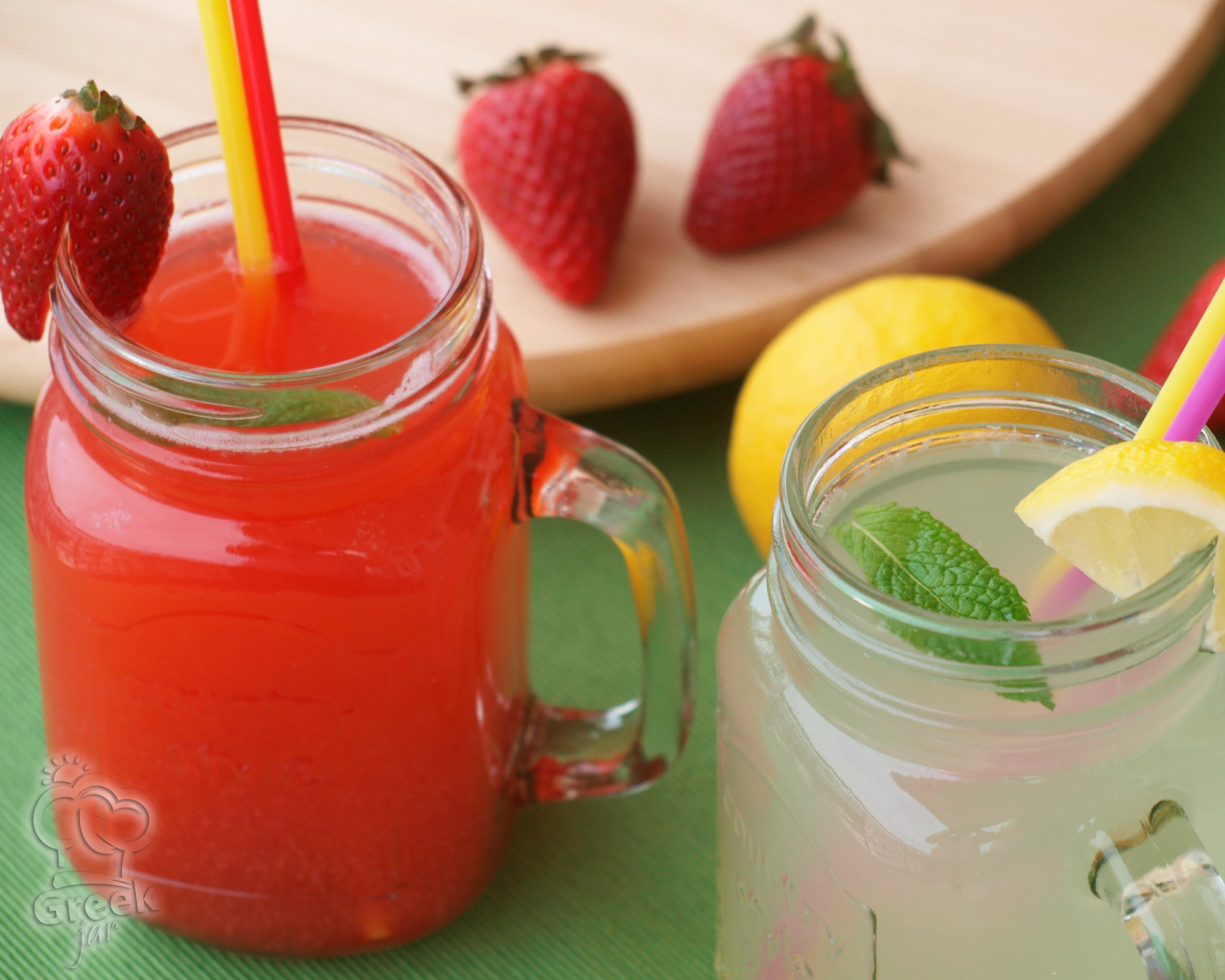 Lemonade and Strawberry Juice with stevia